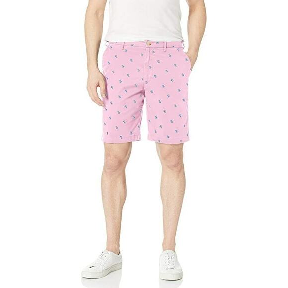 IZOD Short Big & Tall Sz 52 Sportflex Mens Pink Saltwater Stretch Chino Printed - Picture 1 of 8